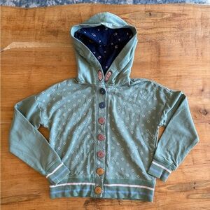 Matilda Jane Green Hooded Sweatshirt with Multicolor Buttons